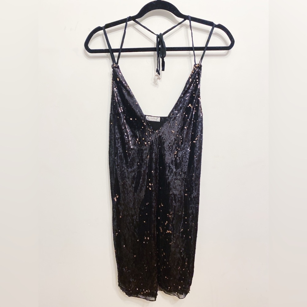 Free People black sequin mini slip size S